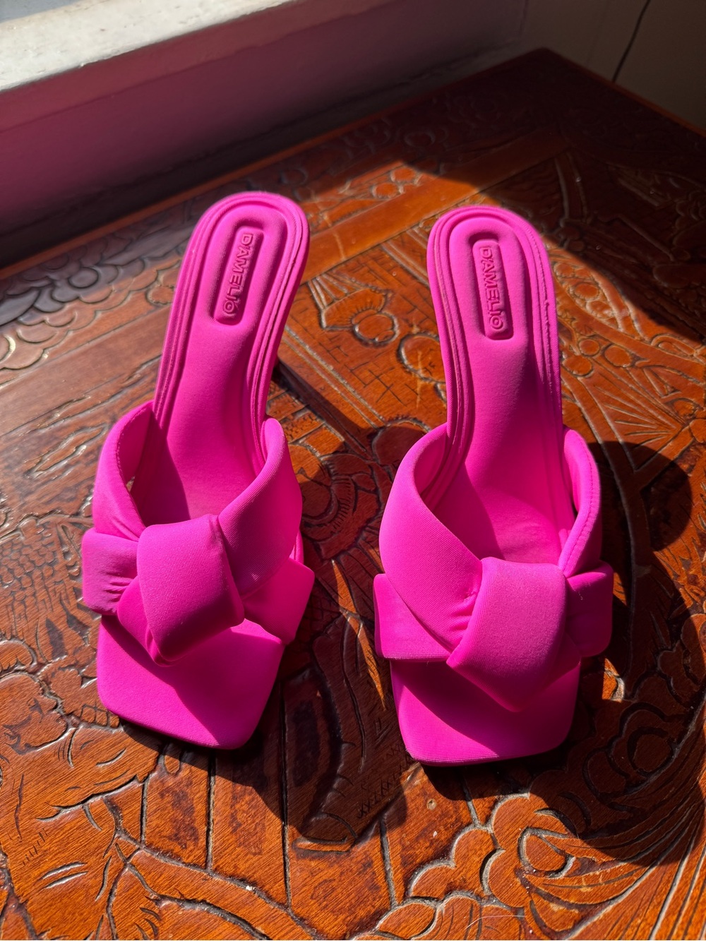 Bright Pink Knot Slide Heels by D’Amelio Brand size 8